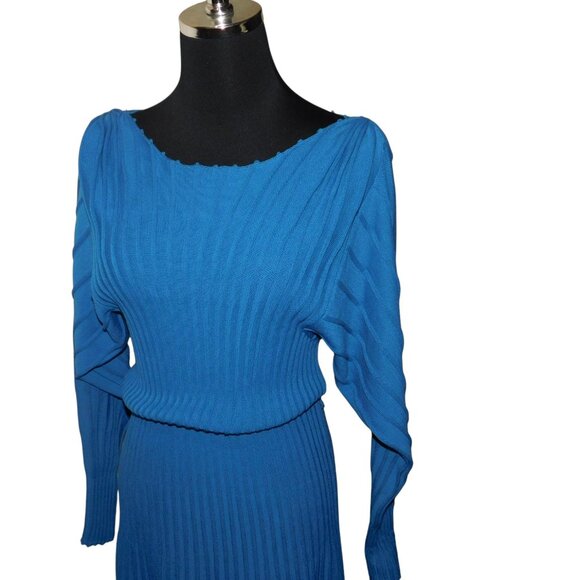 Trina Turk Ava Pleated Sweater Dress Dolan Sleeve Gorgeous Blue - Picture 6 of 8
